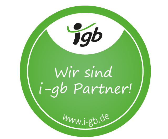 Auf dem Bild ist der Button "Wir sind i-gb Partner!" abgebildet.